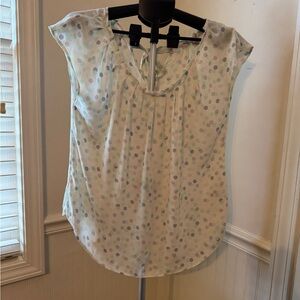 LC Lauren Conrad Cream Blouse with Pastel Polka Dots